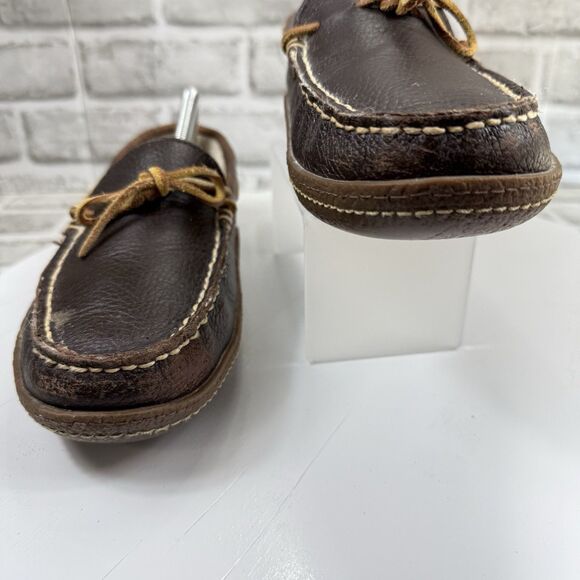 L.L. Bean Wicked Good Moccasin Slippers Leather Brown Mens Shoes Slip On Sz 9 M - Picture 5 of 12